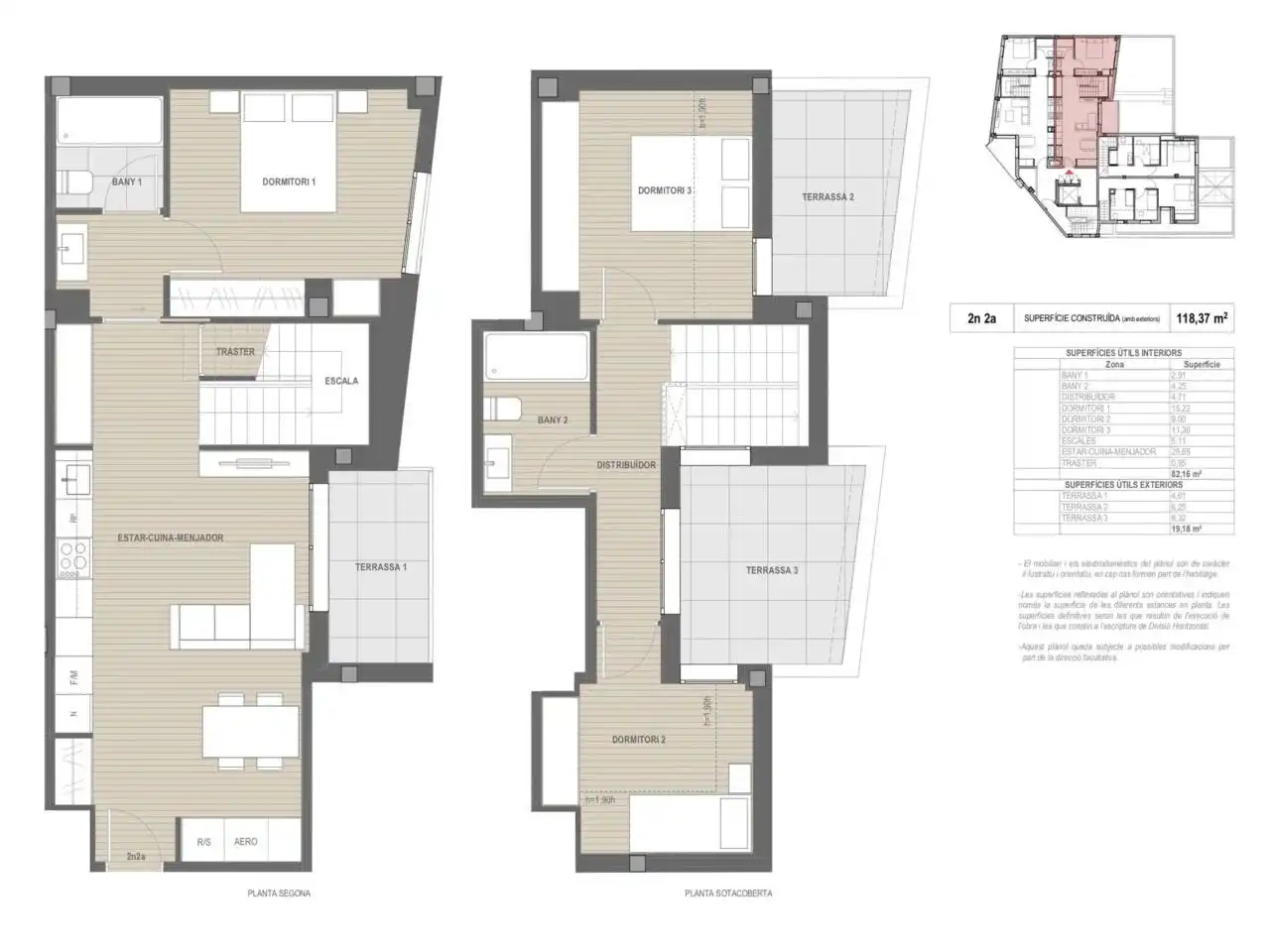 Maisonette zum Verkauf in Terrassa mit Klimaanlage, Heizung und Parkett