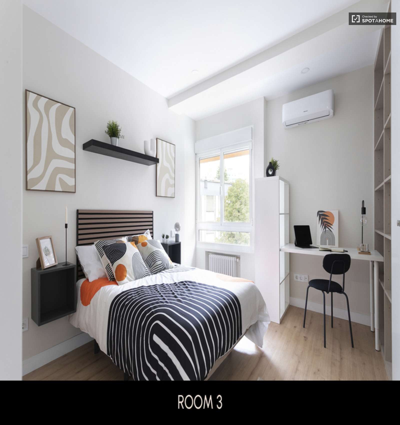 Bedroom of Flat to share in  Madrid Capital  with Air Conditioner, Heating and Terrace