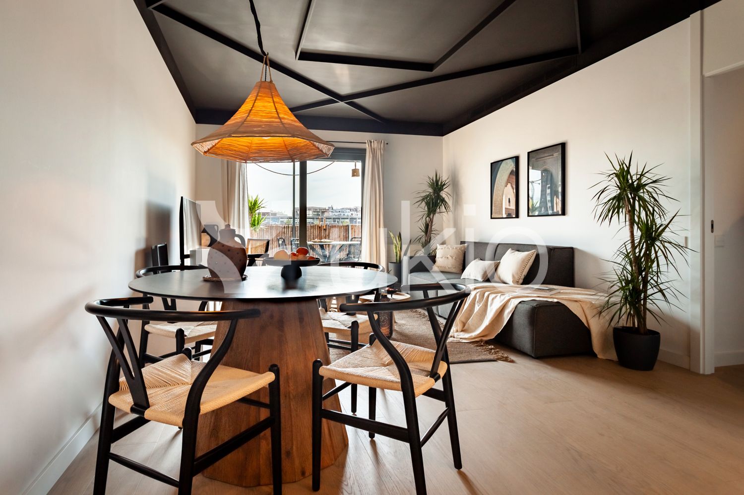 Sala de estar de Apartamento de alquiler en  Barcelona Capital con Aire acondicionado, Terraza y Amueblado