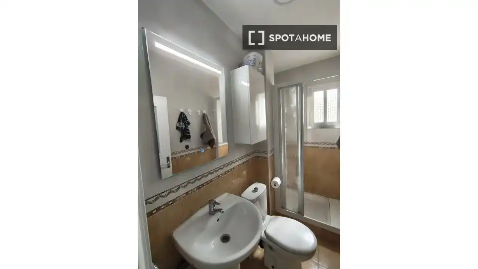 Bathroom of Flat for share in Madrid  with Air Conditioner, Terrace and Furnished