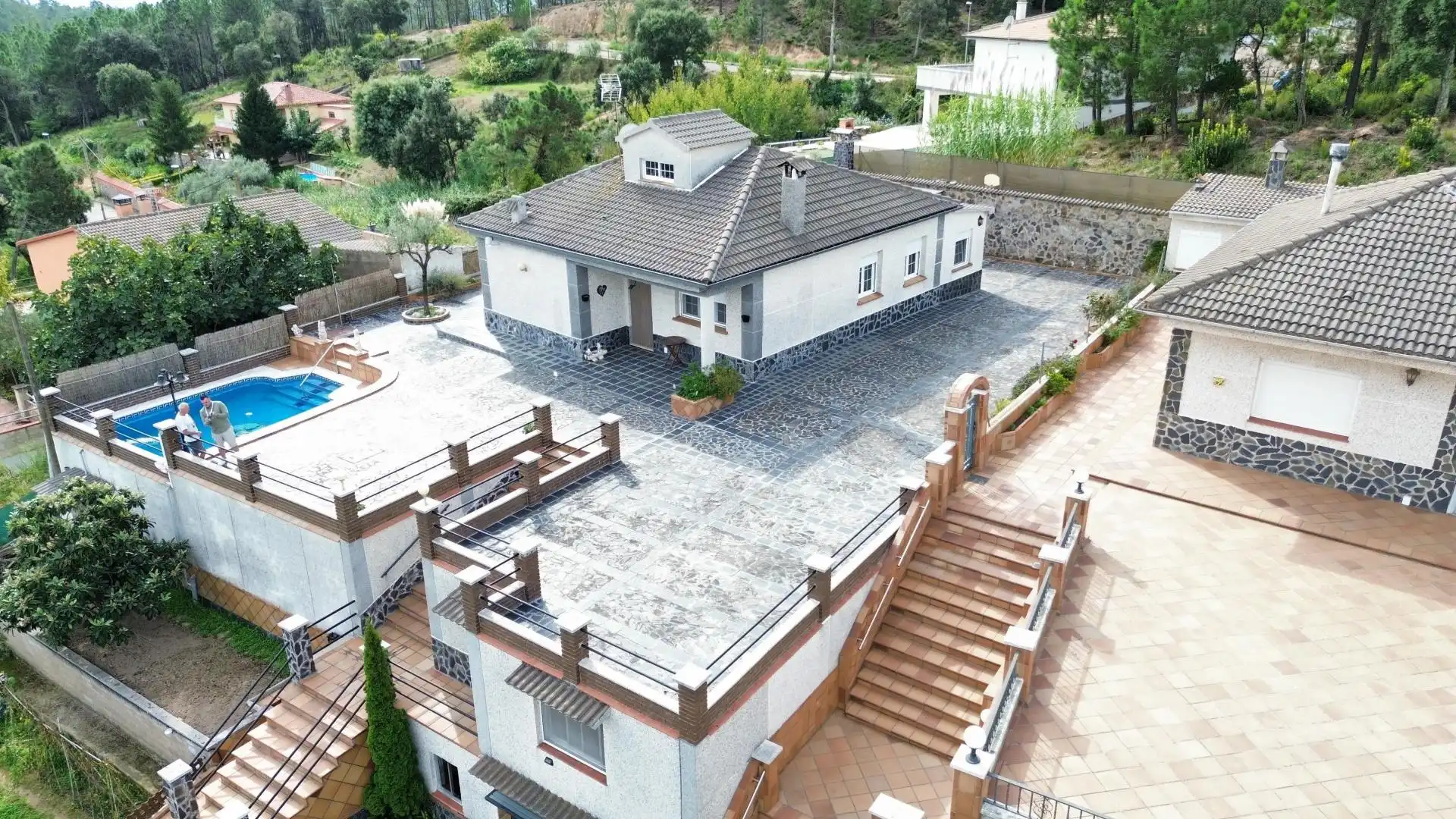 Vista exterior de Casa o xalet en venda en Riudarenes amb Aire condicionat, Terrassa i Piscina