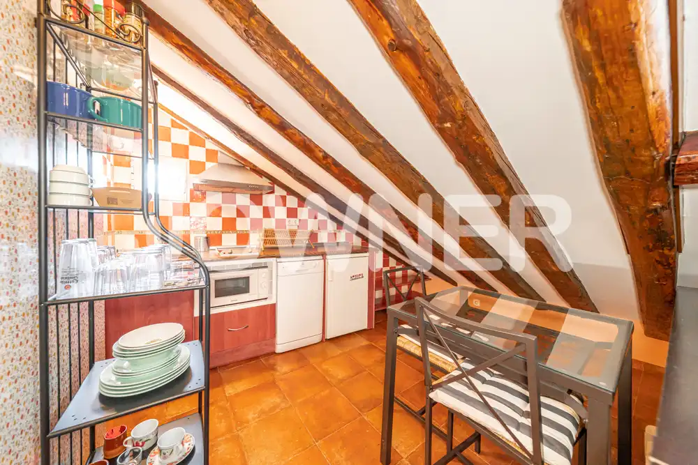 Cocina de Estudio de alquiler en Madrid con Aire acondicionado, Amueblado y Lavadora