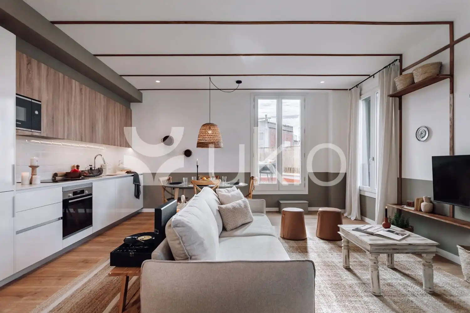 Sala d'estar de Apartament de lloguer en Barcelona amb Aire condicionat, Moblat i Forn