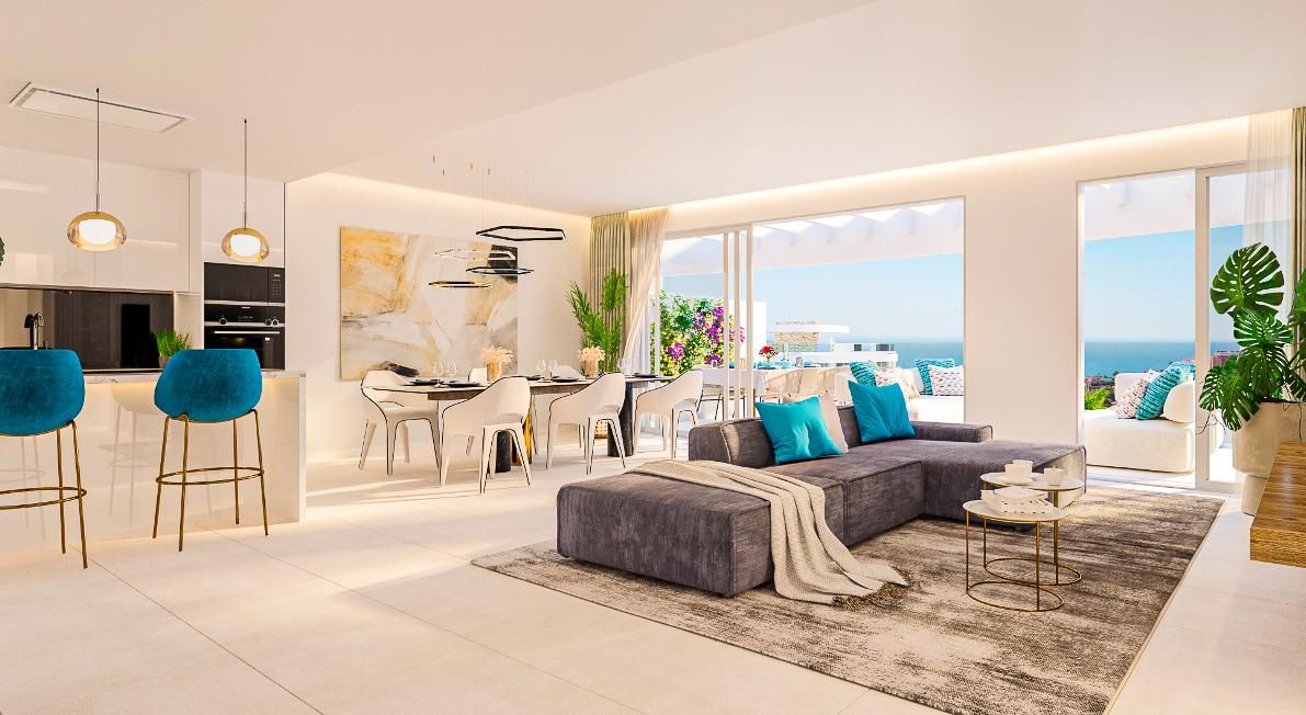 Sala de estar de Ático en venta en Mijas con Aire acondicionado, Calefacción y Jardín privado