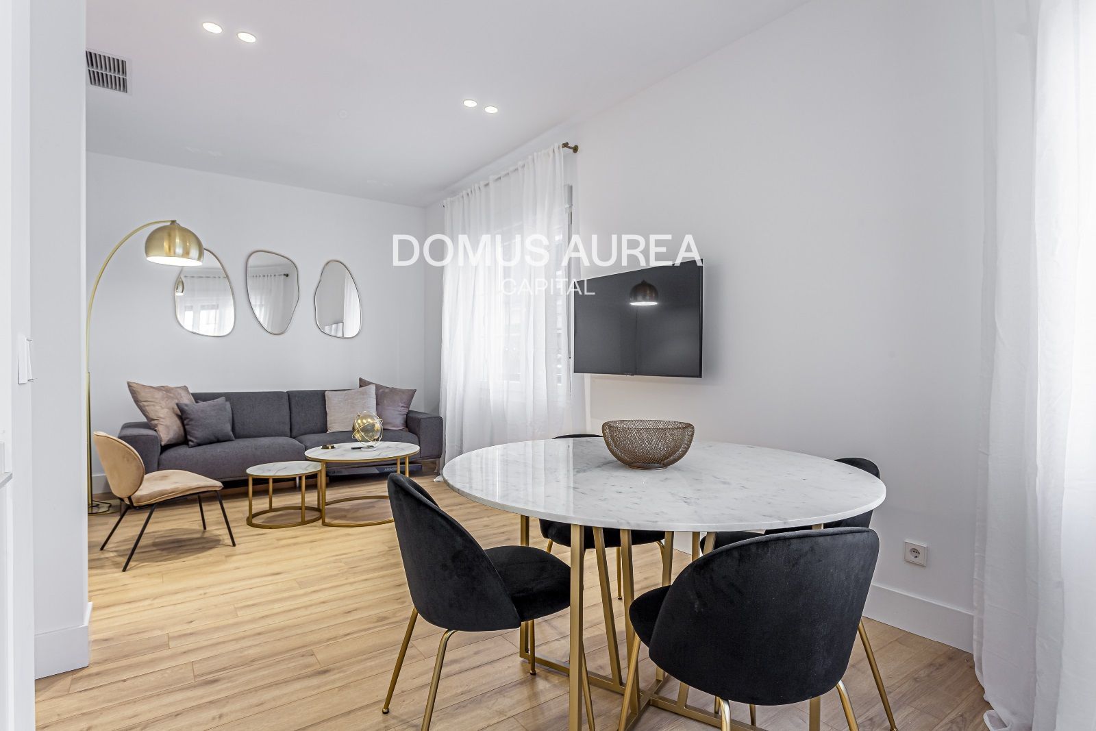 Living room of Flat to rent in  Madrid Capital  with Air Conditioner, Heating and Furnished