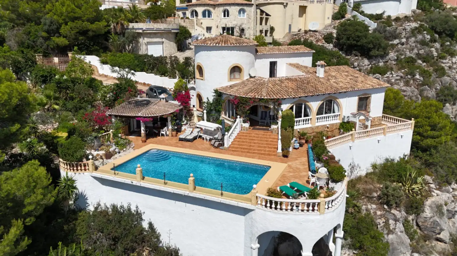 Vista exterior de Casa o chalet en venta en Benitachell / El Poble Nou de Benitatxell con Aire acondicionado, Calefacción y Jardín privado