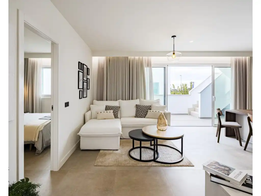 Sala de estar de Casa o chalet en venta en Pilar de la Horadada con Aire acondicionado, Jardín privado y Piscina