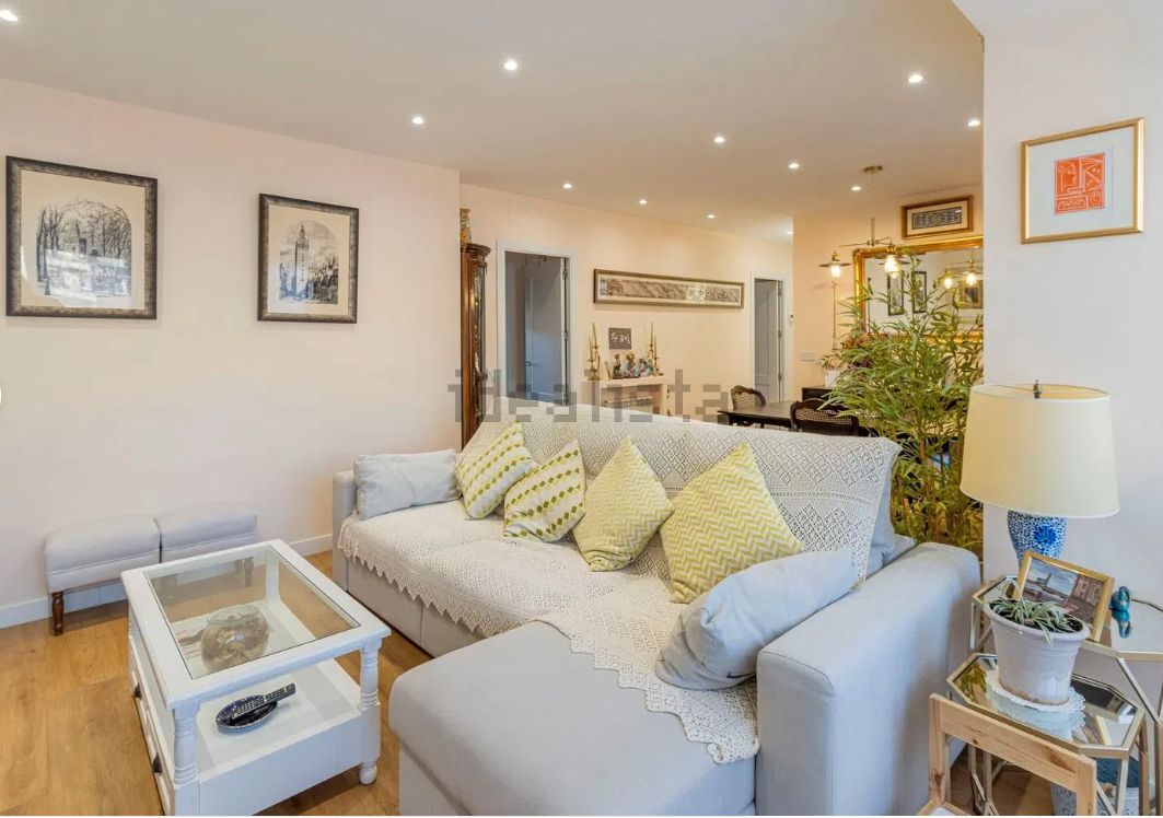 Living room of Flat for sale in  Madrid Capital  with Heating, Terrace and Furnished