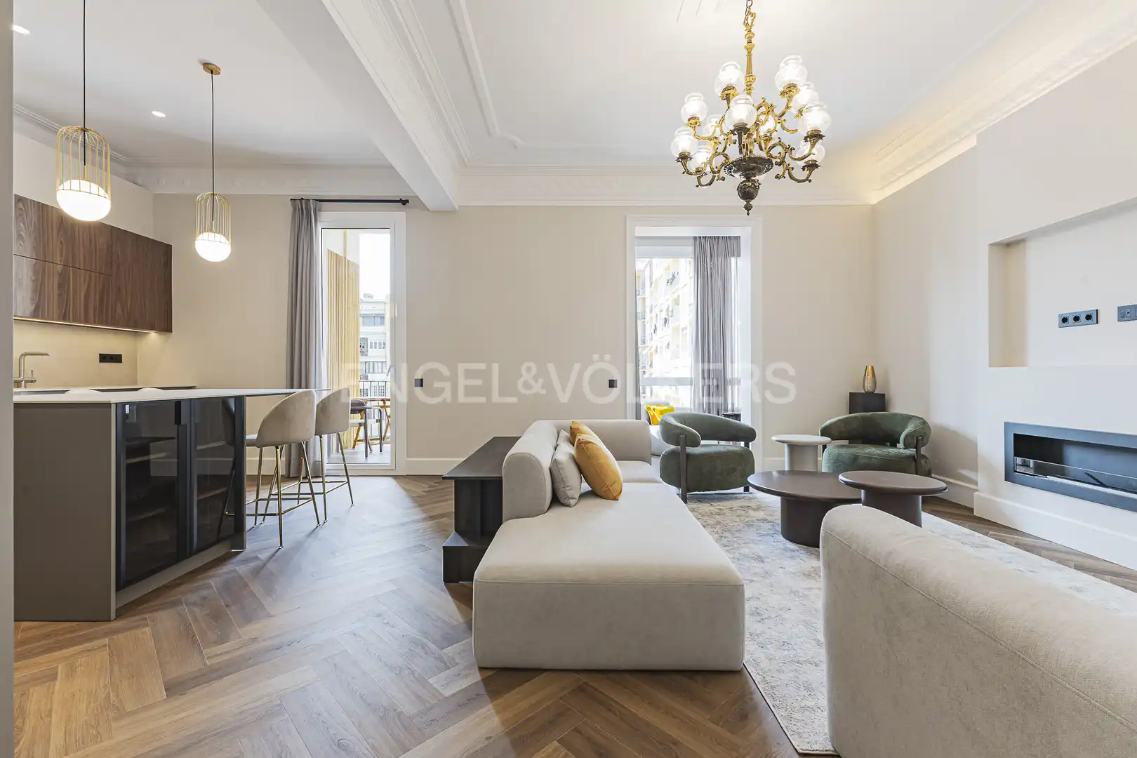 Sala de estar de Piso de alquiler en Barcelona con Aire acondicionado, Calefacción y Parquet