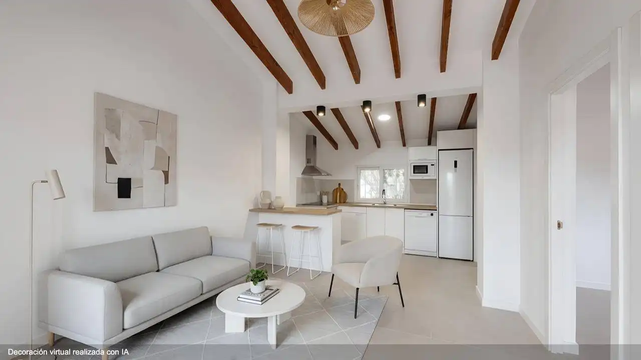 Wohnzimmer von Haus oder Chalet zum Verkauf in Calpe / Calp mit Klimaanlage, Privatgarten und Terrasse