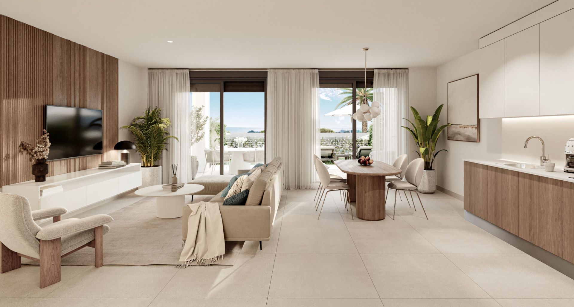 Sala d'estar de Apartament en venda en Estepona amb Jardí privat, Terrassa i Traster