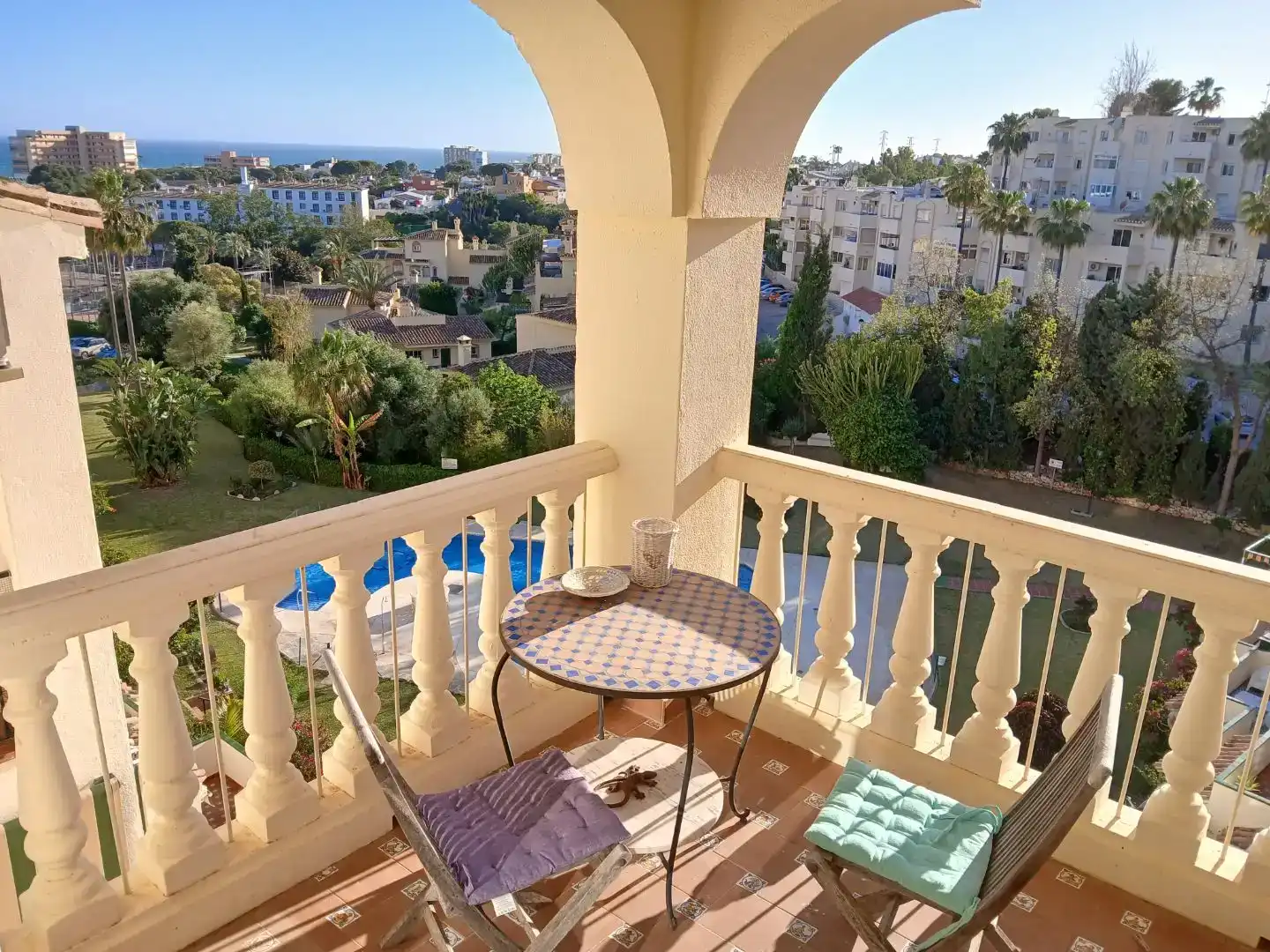 Terrassa de Apartament de lloguer en Mijas amb Aire condicionat i Piscina
