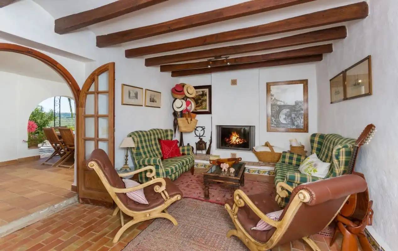 Sala de estar de Finca rústica en venta en Teulada con Calefacción, Jardín privado y Terraza