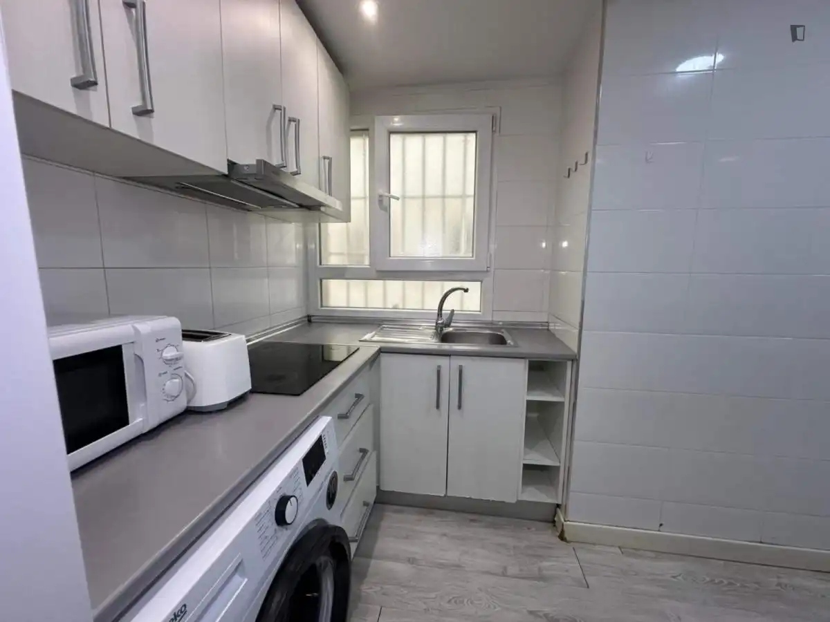 Cocina de Apartamento para compartir en Madrid con Amueblado, Lavadora y Microondas