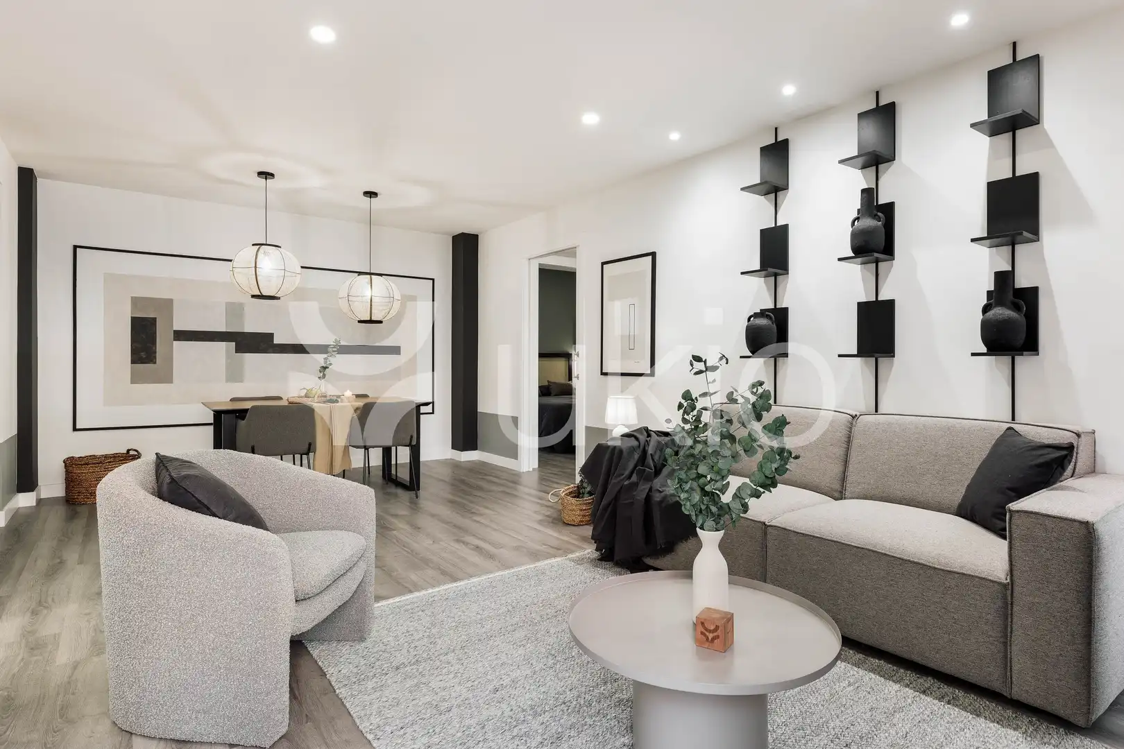 Sala de estar de Piso de alquiler en Barcelona con Aire acondicionado, Calefacción y Amueblado
