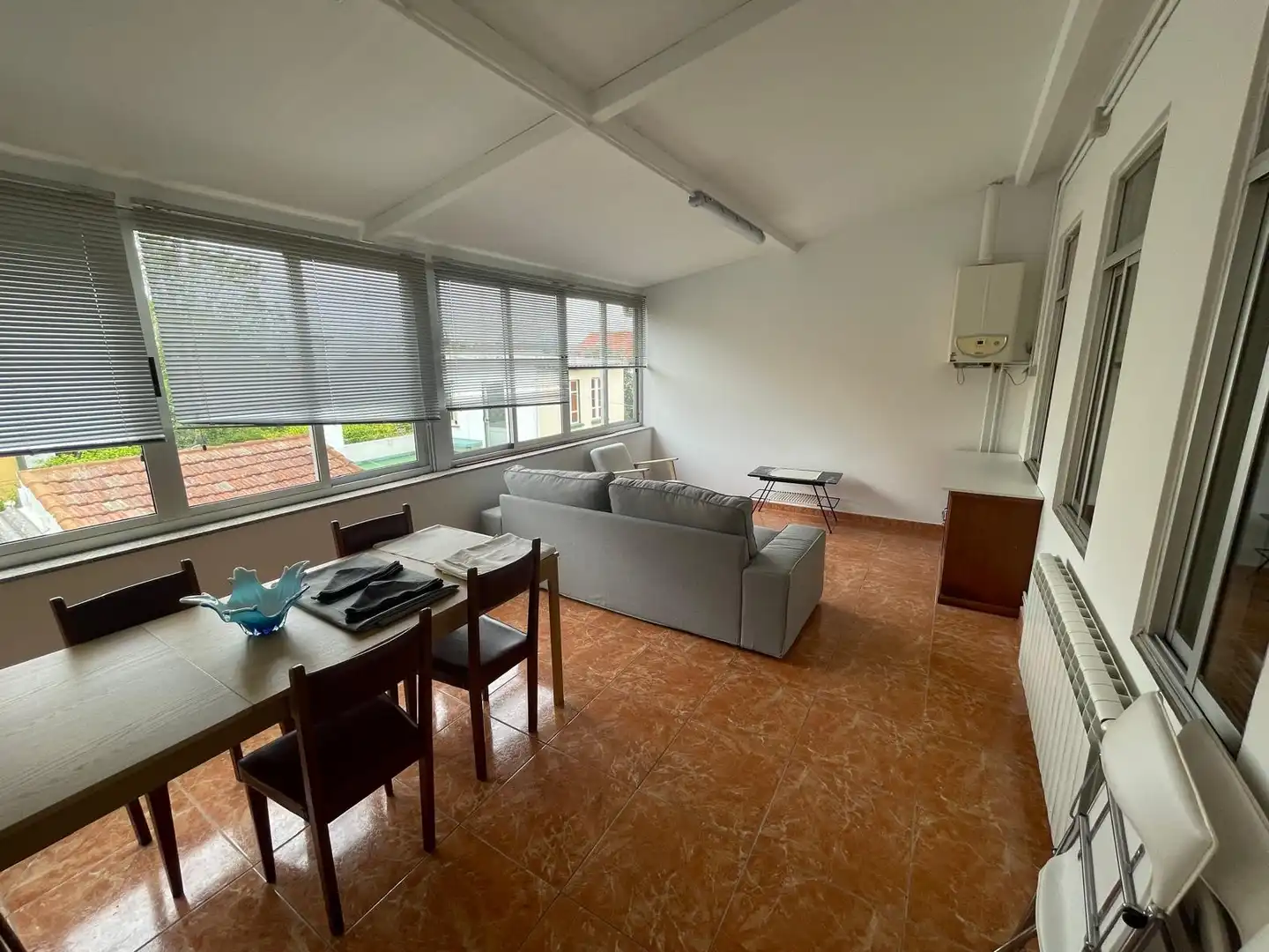 Living room of Flat for rent in Ferrol  with Heating, Terrace and Furnished