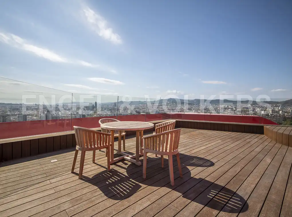 Terraza de Piso de alquiler en Barcelona con Aire acondicionado, Calefacción y Piscina
