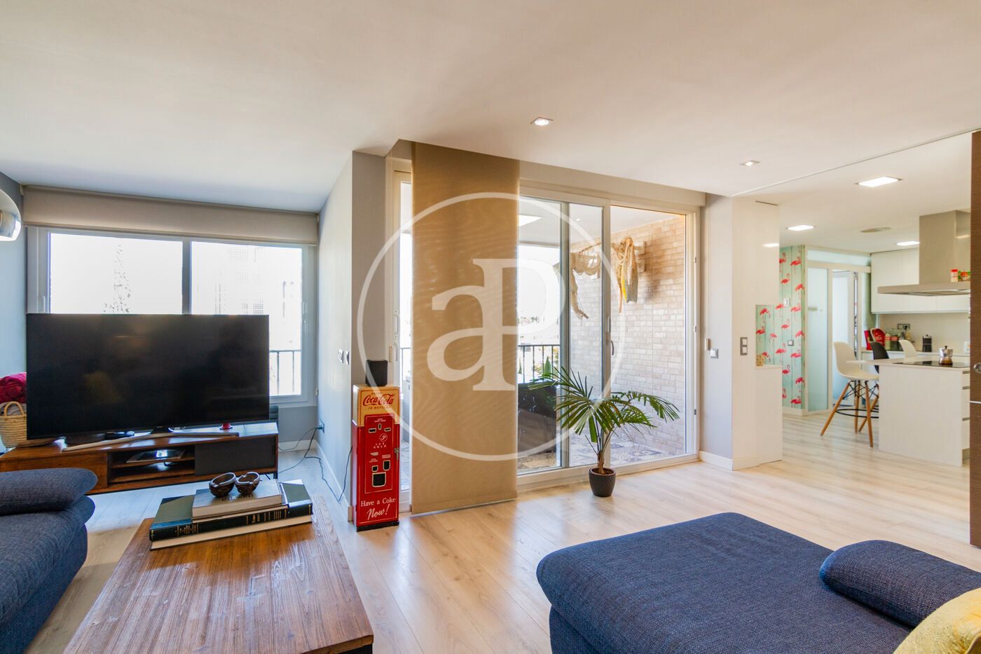 Living room of Flat to rent in  Madrid Capital  with Air Conditioner, Heating and Private garden