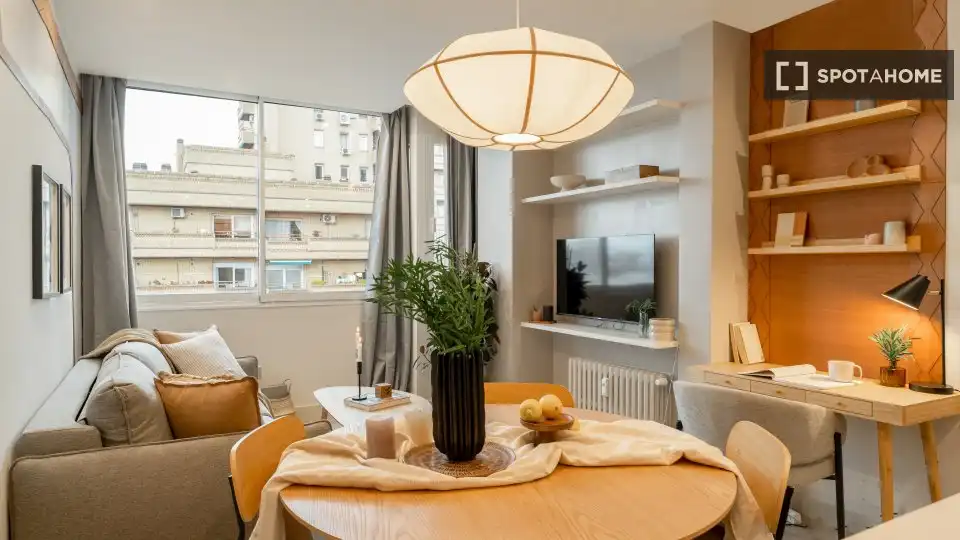 Sala d'estar de Apartament per a compartir en Madrid amb Aire condicionat, Terrassa i Moblat