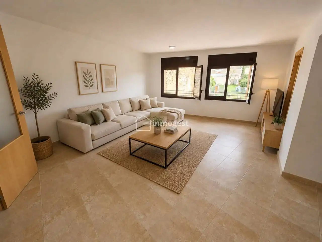 Sala de estar de Piso en venta en Flaçà con Aire acondicionado, Calefacción y Jardín privado