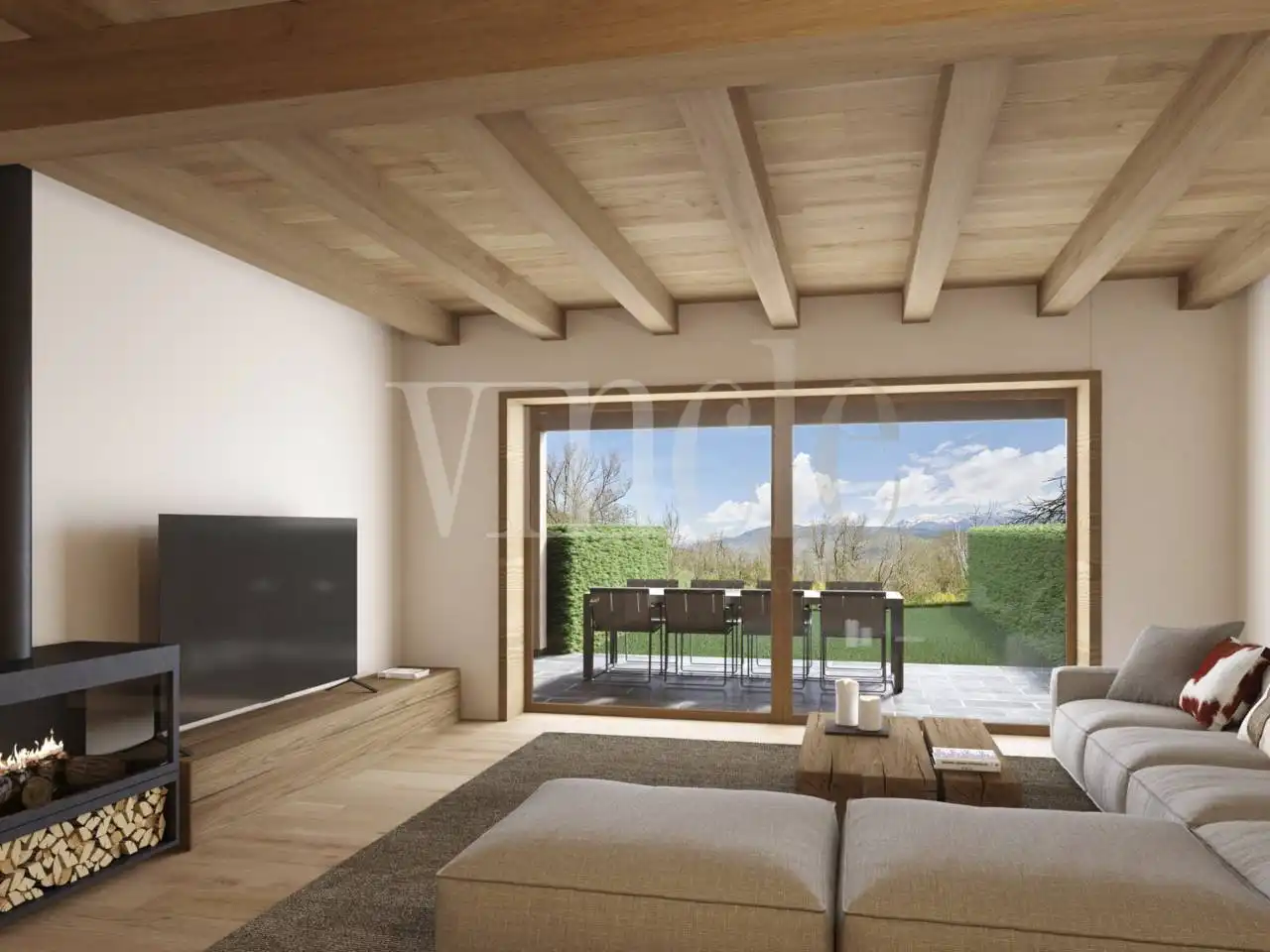 Sala d'estar de Casa adosada en venda en Bellver de Cerdanya amb Calefacció, Jardí privat i Parquet