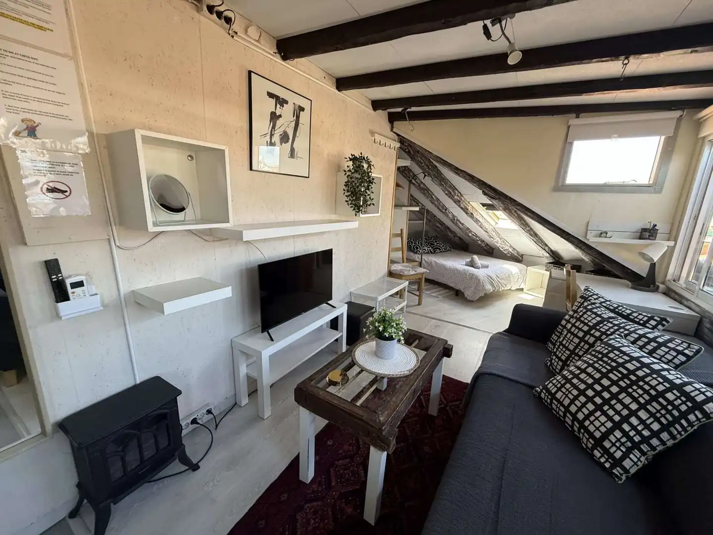 Wohnzimmer von Wohnung zur untervermieten in Madrid mit Klimaanlage, Heizung und Terrasse