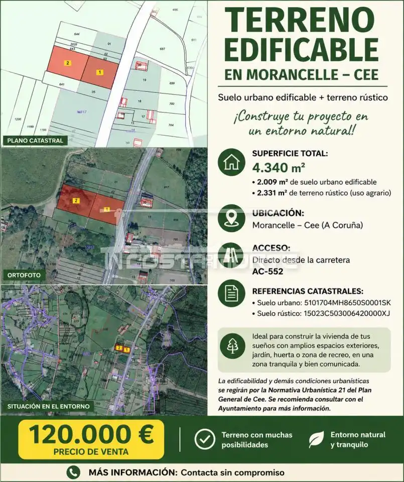 Terreno residenziale in vendita a Cee, imagen 4