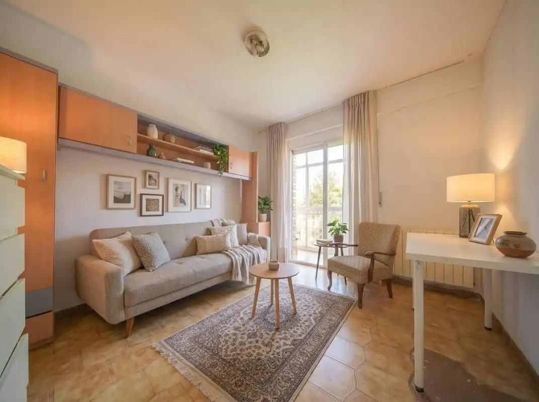 Sala d'estar de Pis en venda en Madrid amb Calefacció, Terrassa i Moblat