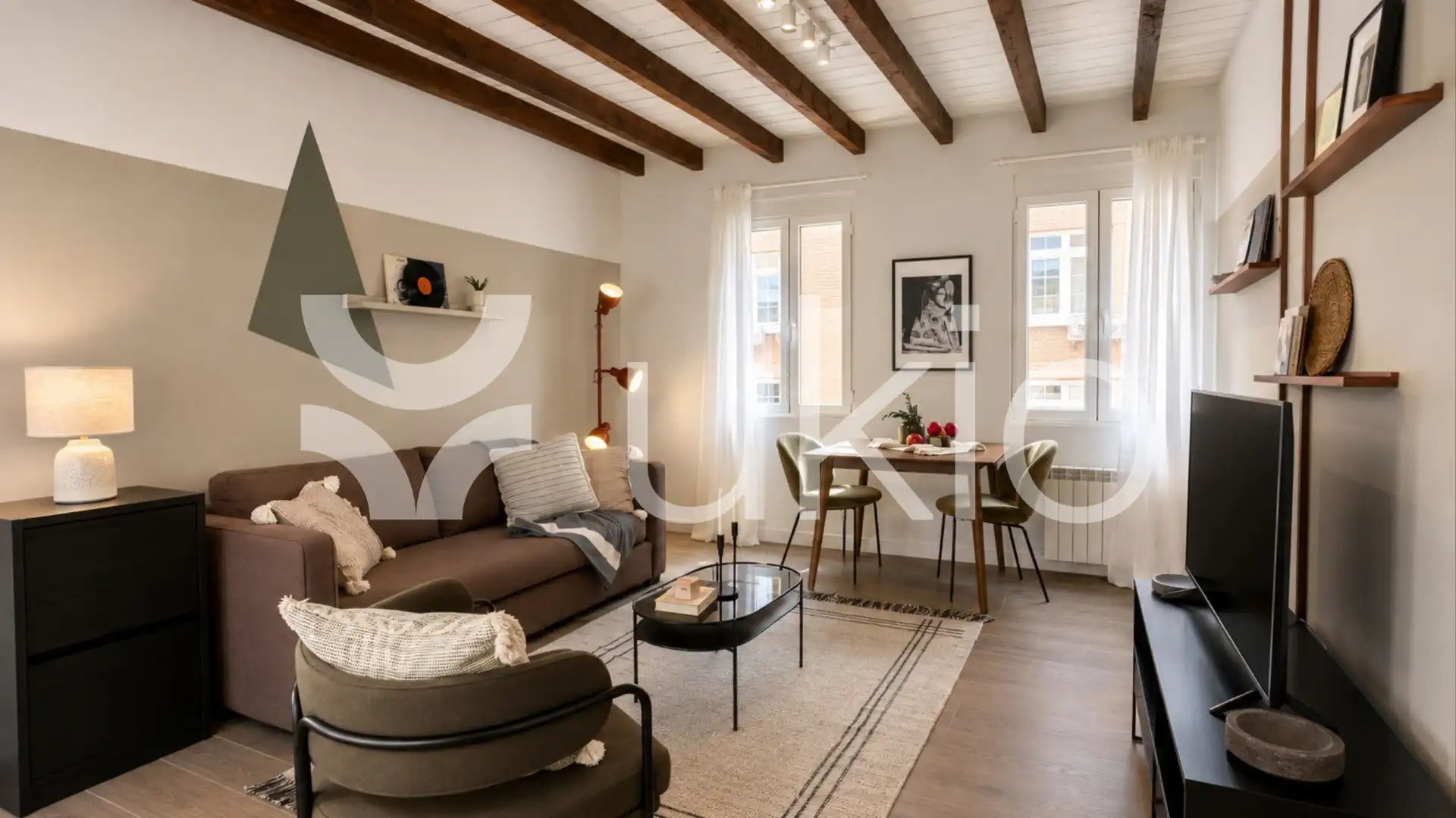 Living room of Apartments for rent in Madrid  with Air Conditioner, Heating and Furnished