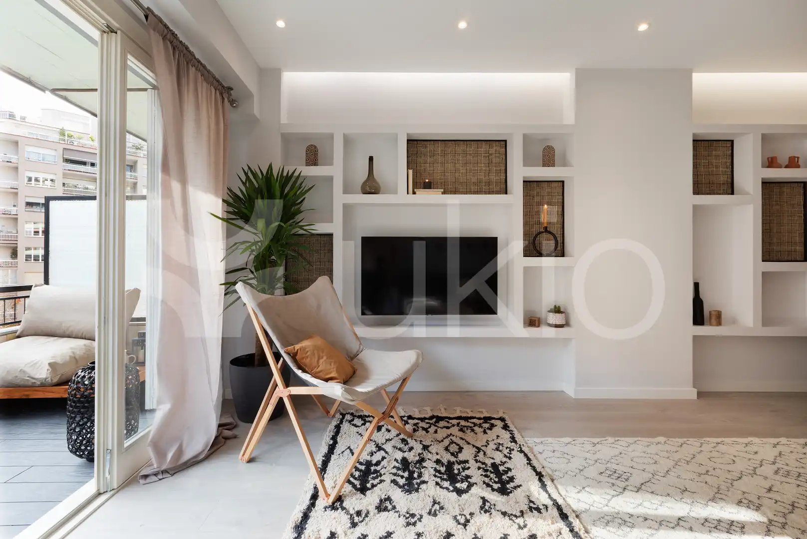 Wohnzimmer von Wohnungen zur Miete in Barcelona mit Klimaanlage, Terrasse und Möbliert