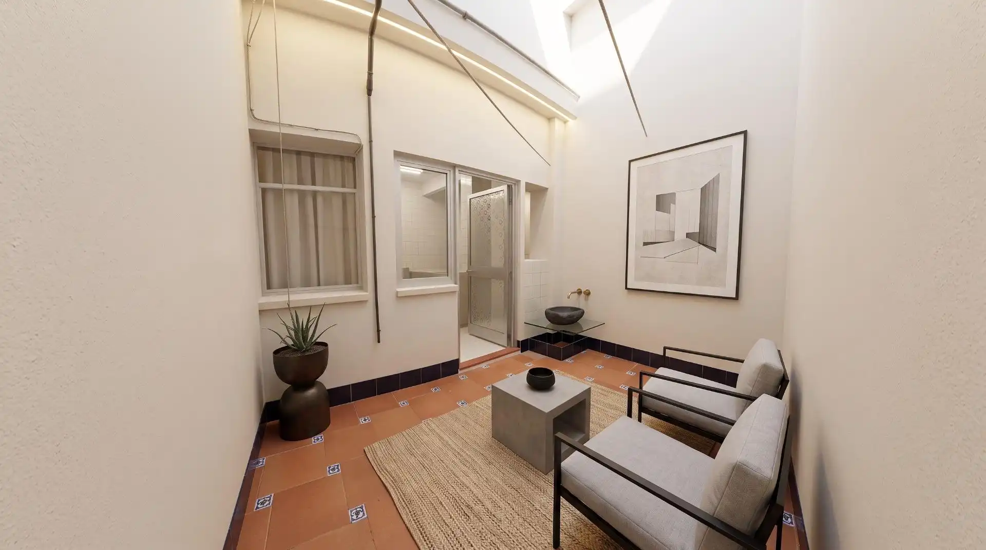Sala de estar de Casa adosada en venta en Sanlúcar la Mayor con Aire acondicionado, Calefacción y Terraza