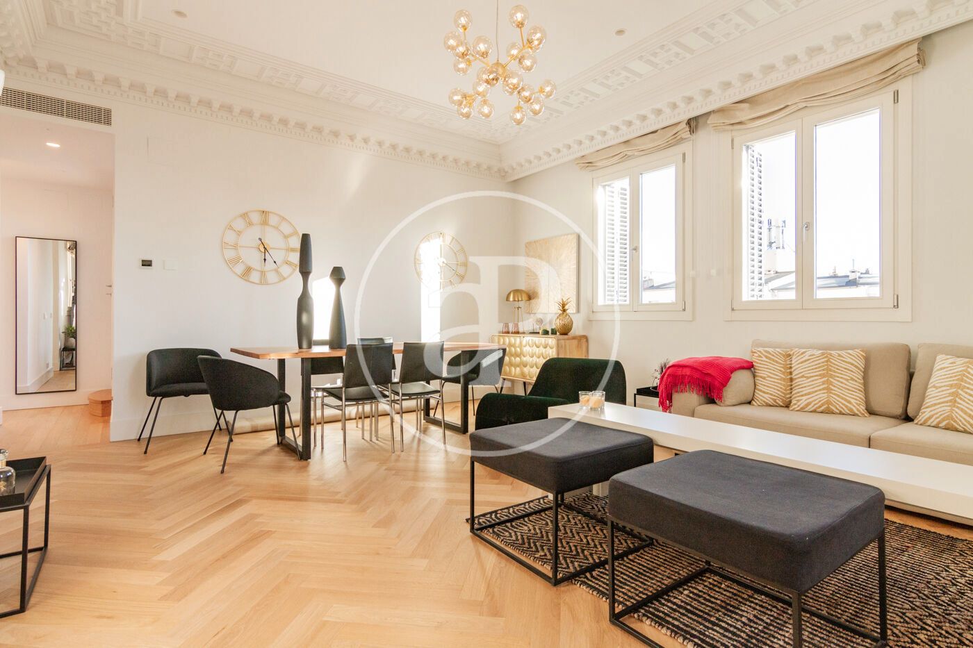 Sala d'estar de Pis de lloguer en  Madrid Capital amb Aire condicionat, Calefacció i Moblat