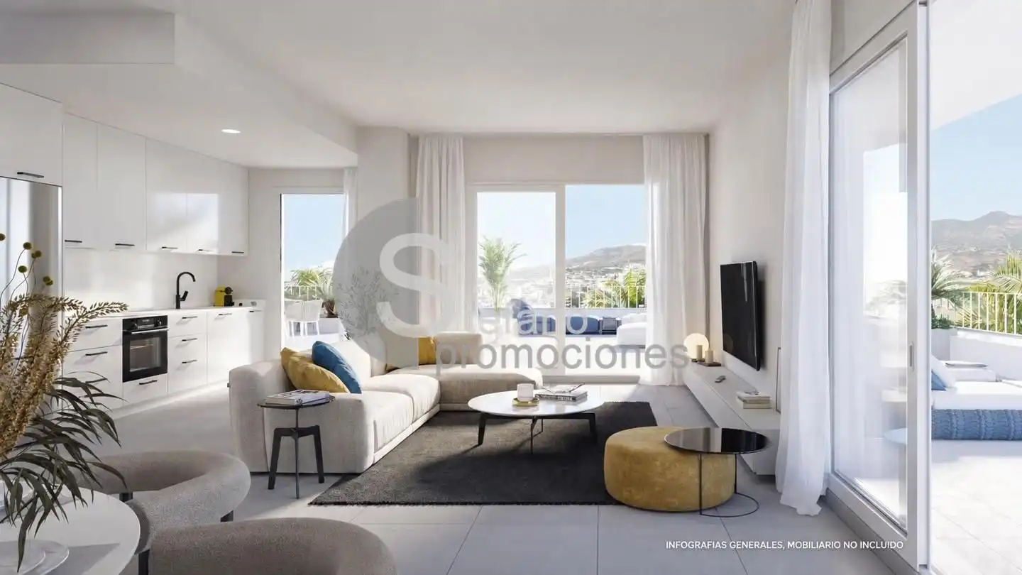 Sala de estar de Piso de alquiler en Fuengirola con Aire acondicionado, Terraza y Trastero