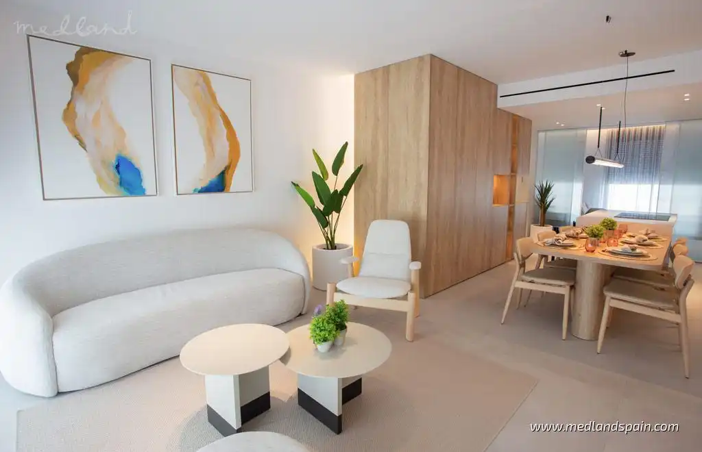 Sala de estar de Apartamento en venta en La Manga del Mar Menor con Aire acondicionado, Calefacción y Jardín privado