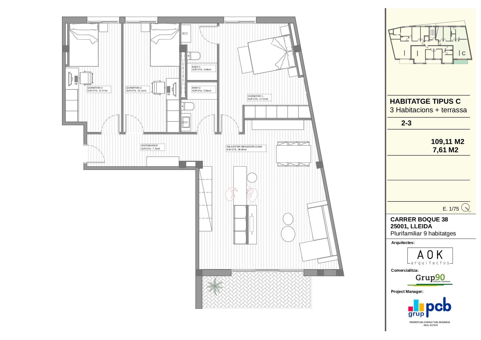 Wohnung zum Verkauf in  Lleida Capital mit Parkett, Terrasse und Balkon