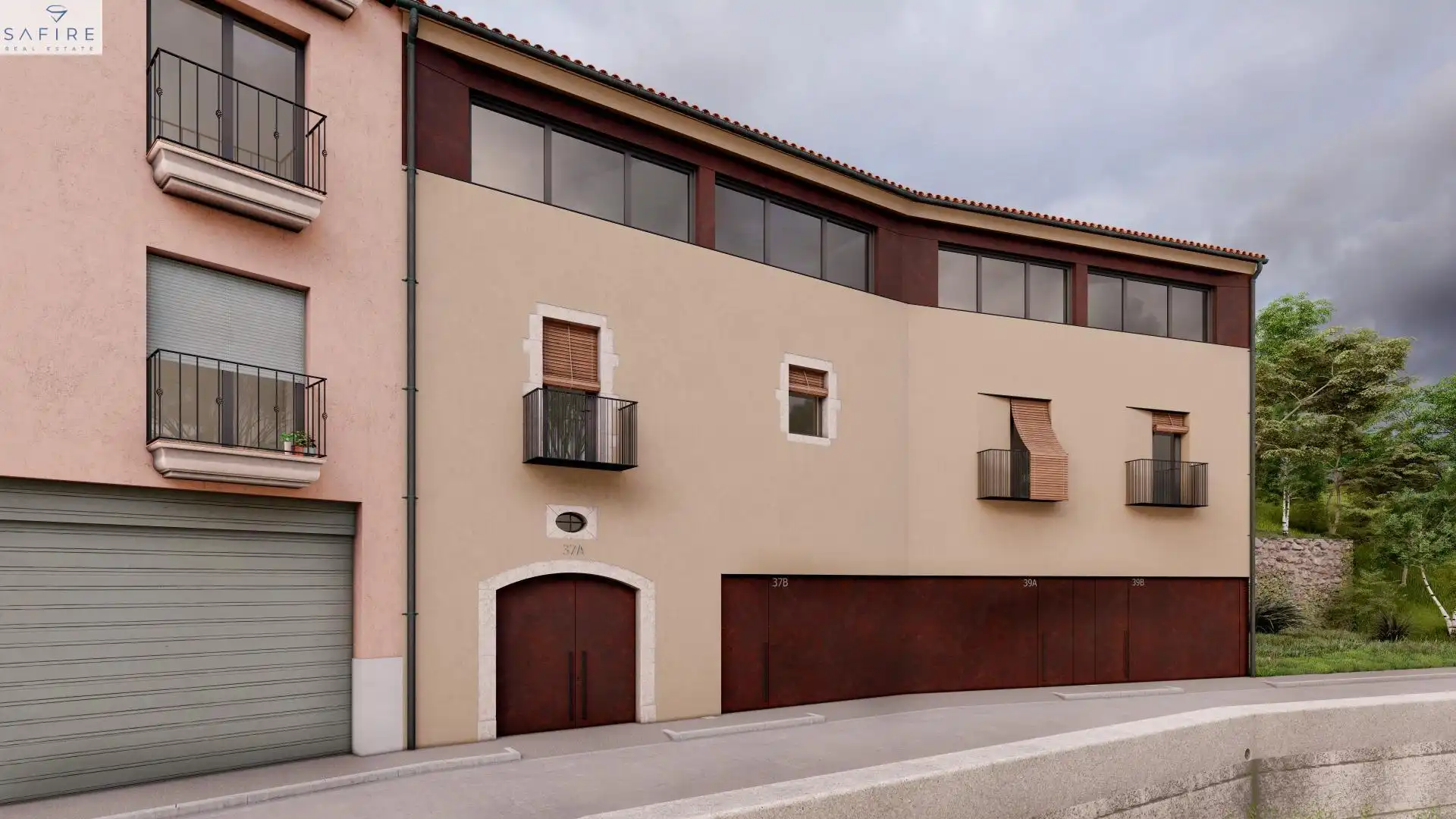 Vista exterior de Casa adosada en venta en Girona con Terraza