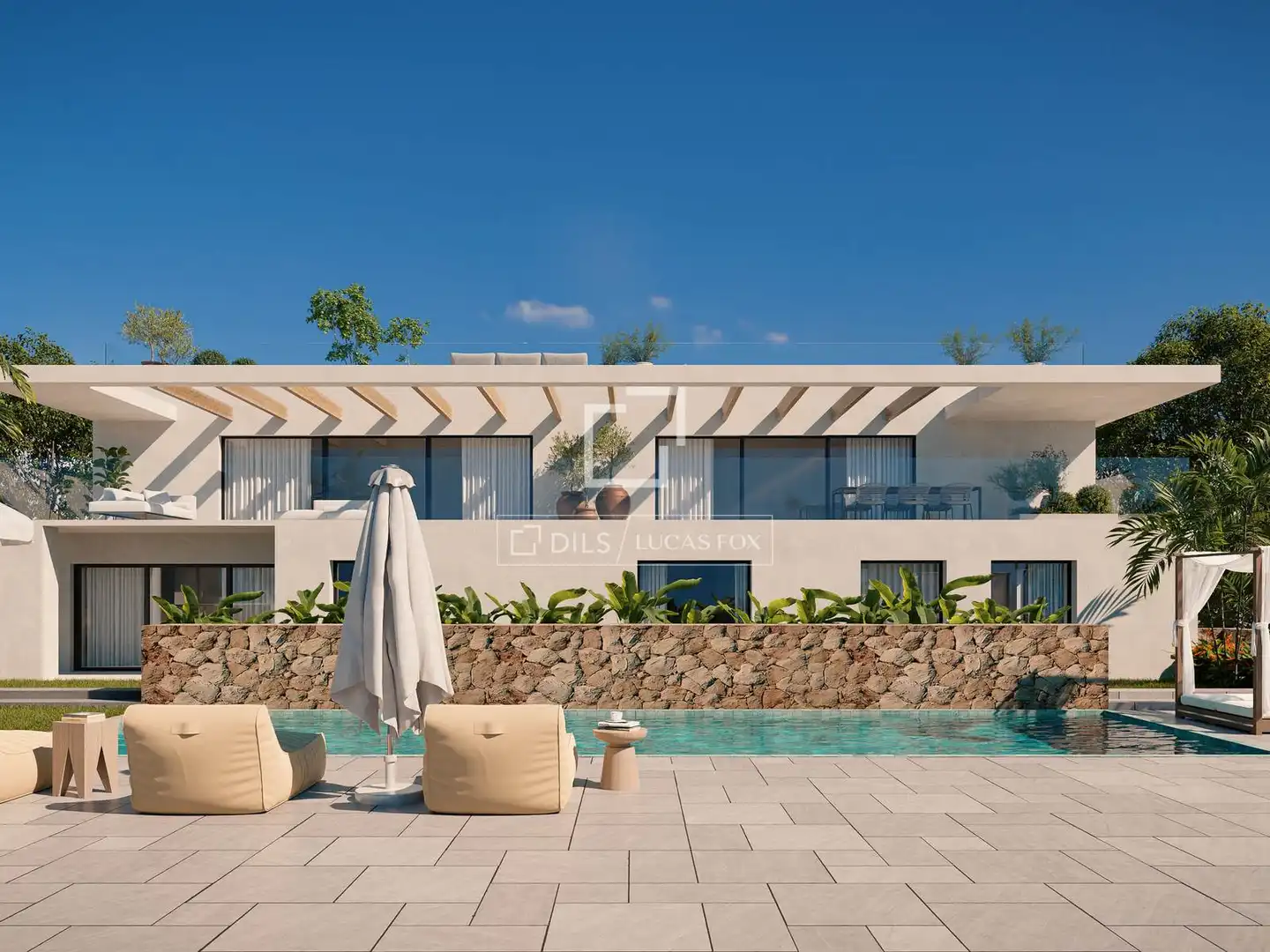 Terrasse von Haus oder Chalet zum Verkauf in Santa Eulària des Riu mit Klimaanlage, Privatgarten und Schwimmbad
