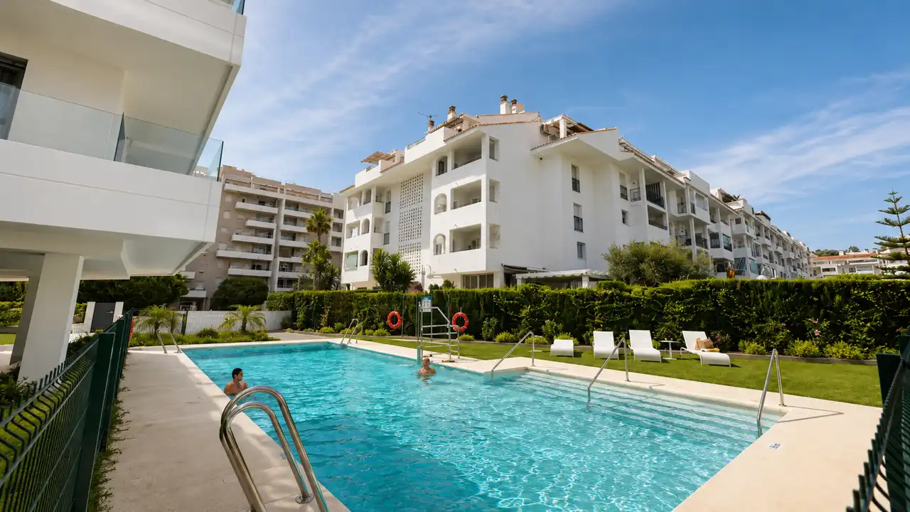 Piscina de Apartamento de alquiler en Marbella con Aire acondicionado, Calefacción y Terraza
