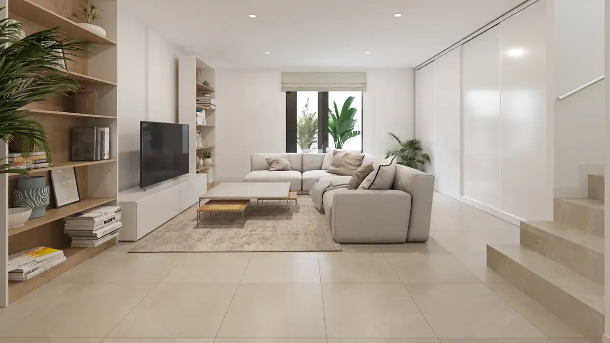 Sala d'estar de Pis en venda en Benalmádena amb Aire condicionat, Jardí privat i Terrassa