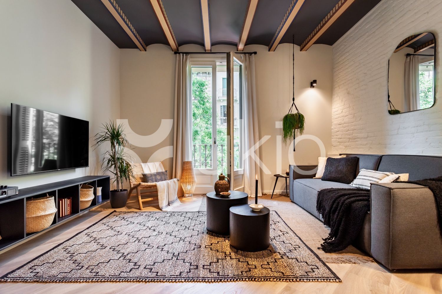 Sala d'estar de Apartament de lloguer en  Barcelona Capital amb Aire condicionat, Calefacció i Moblat