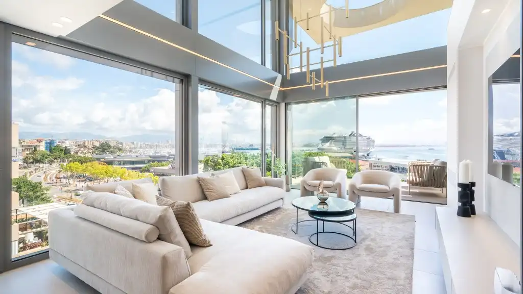 Wohnzimmer von Dachboden zum Verkauf in  Palma de Mallorca mit Klimaanlage, Heizung und Terrasse