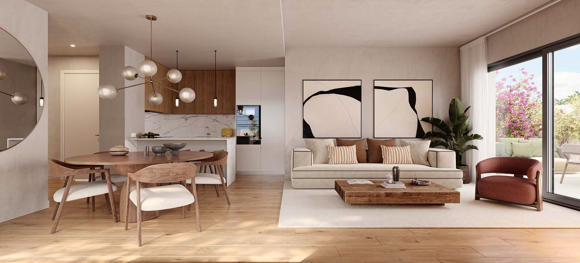 Sala d'estar de Apartament en venda en Estepona amb Aire condicionat, Calefacció i Jardí privat