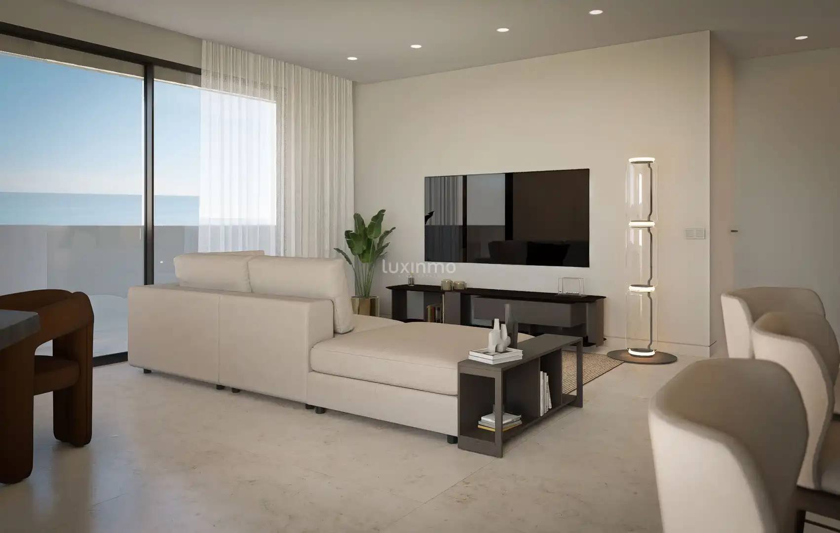 Wohnzimmer von Wohnung zum Verkauf in Calpe / Calp mit Klimaanlage, Terrasse und Gemeinschaftspool