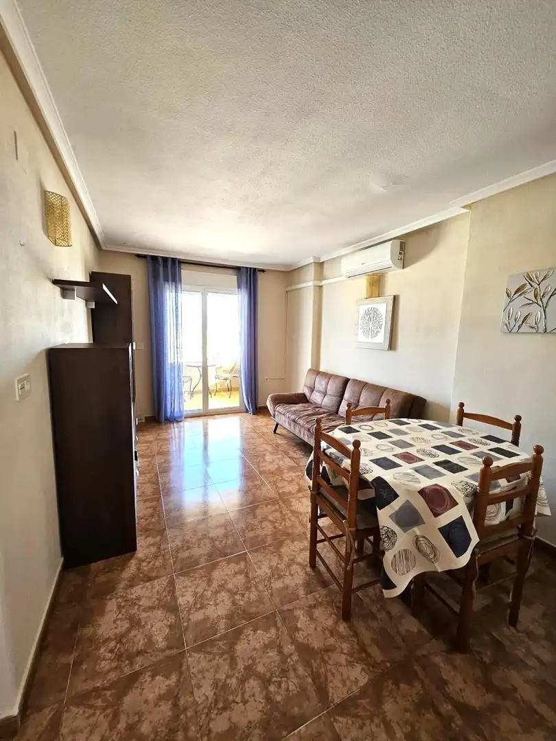 Sala d'estar de Apartament de lloguer en Torrevieja amb Aire condicionat, Terrassa i Moblat