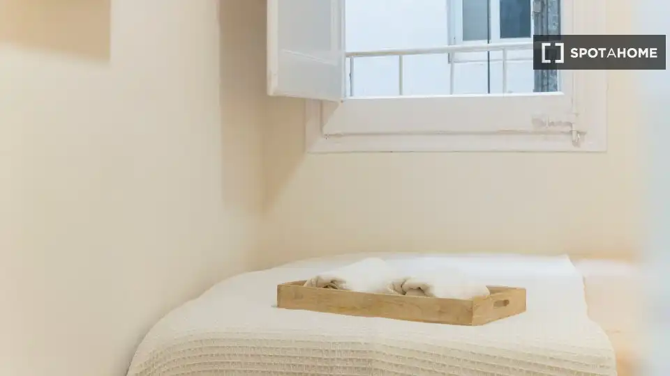 Schlafzimmer von Wohnung zur untervermieten in Barcelona mit Klimaanlage, Terrasse und Möbliert