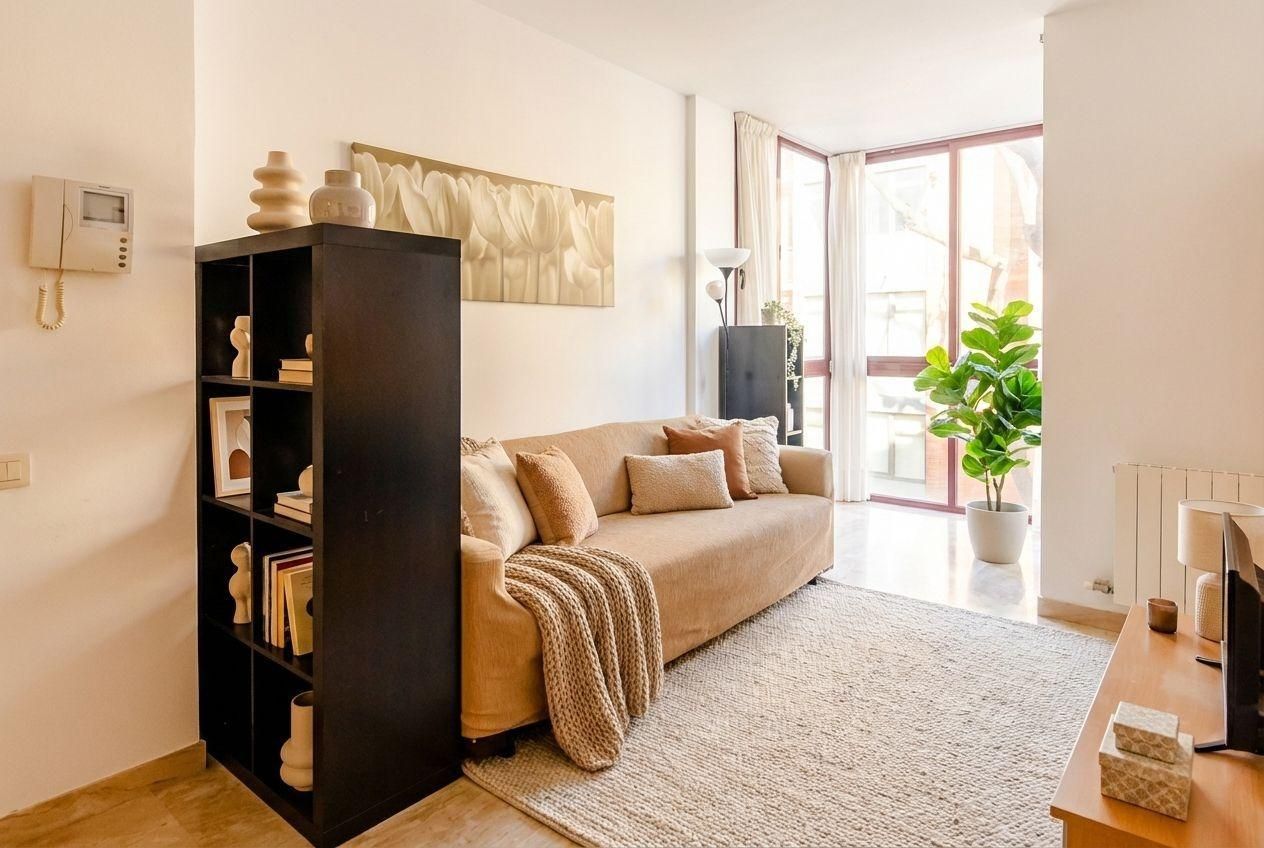 Living room of Flat for sale in Castelldefels  with Air Conditioner, Terrace and Furnished