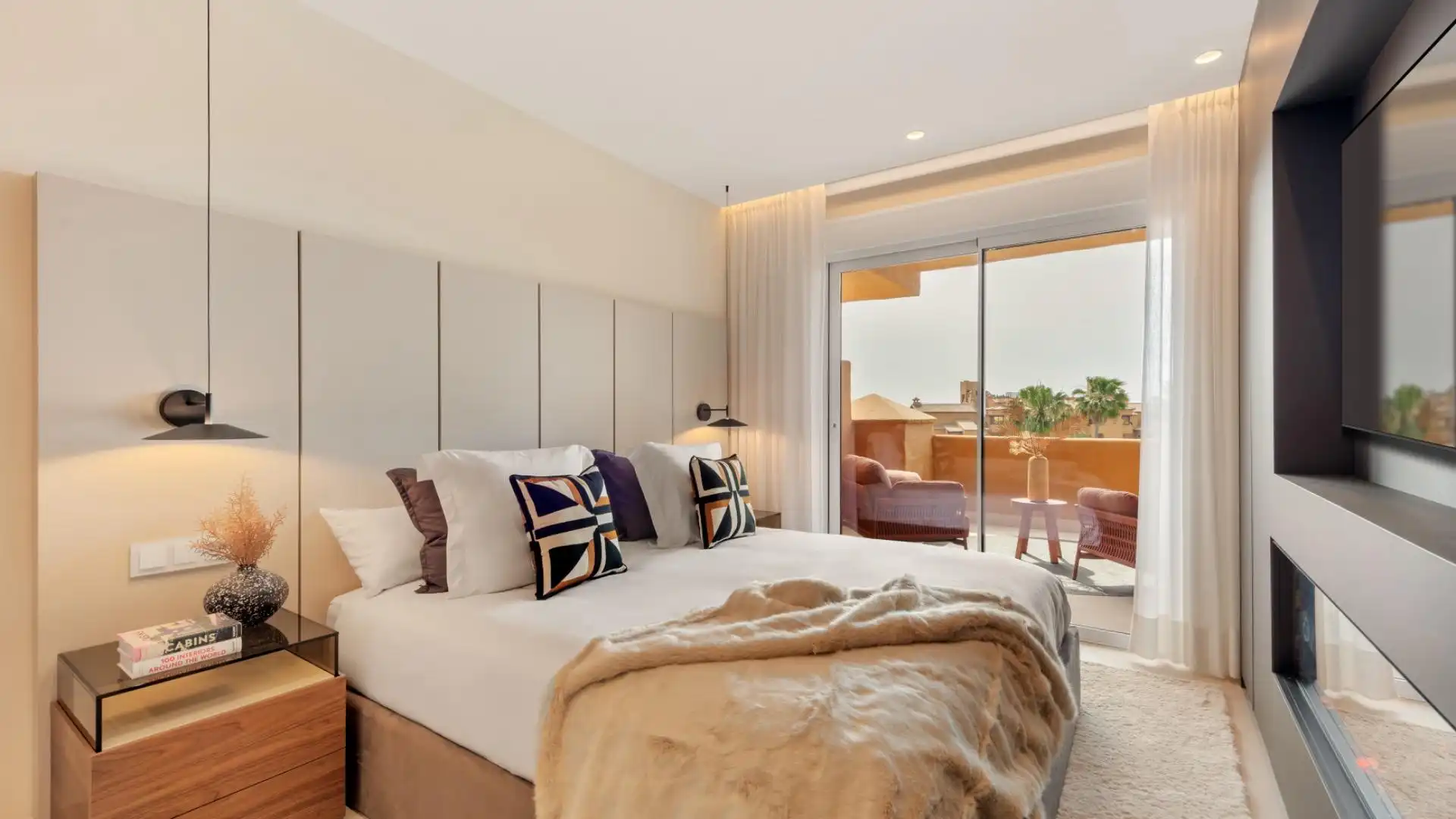Schlafzimmer von Wohnungen zum Verkauf in Estepona mit Klimaanlage, Heizung und Privatgarten