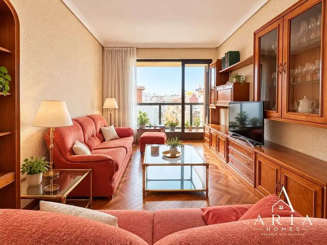 Living room of Flat for sale in Bilbao   with Heating, Terrace and Furnished