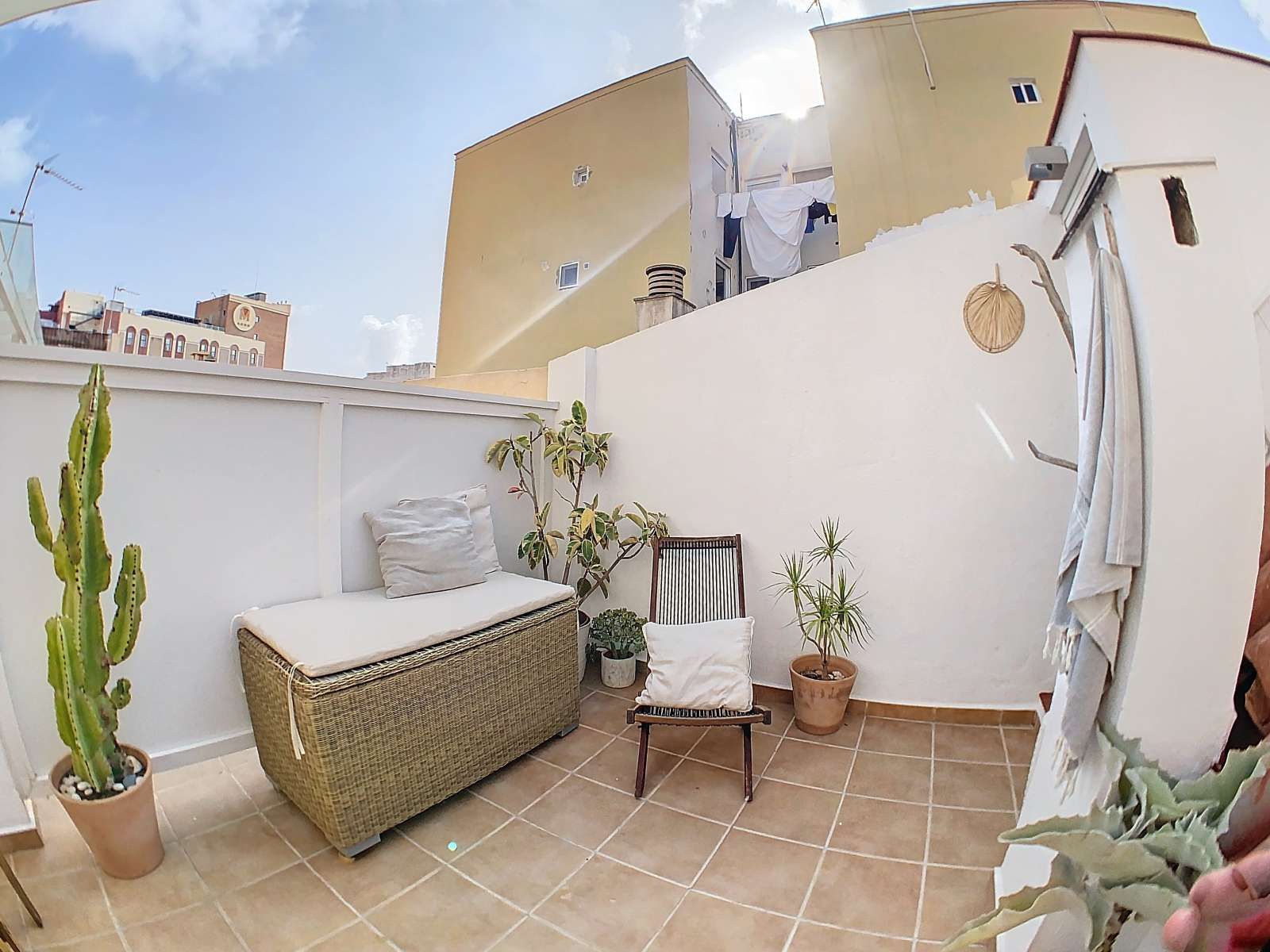 Balcony of Study to share in Málaga Capital  with Air Conditioner, Heating and Terrace