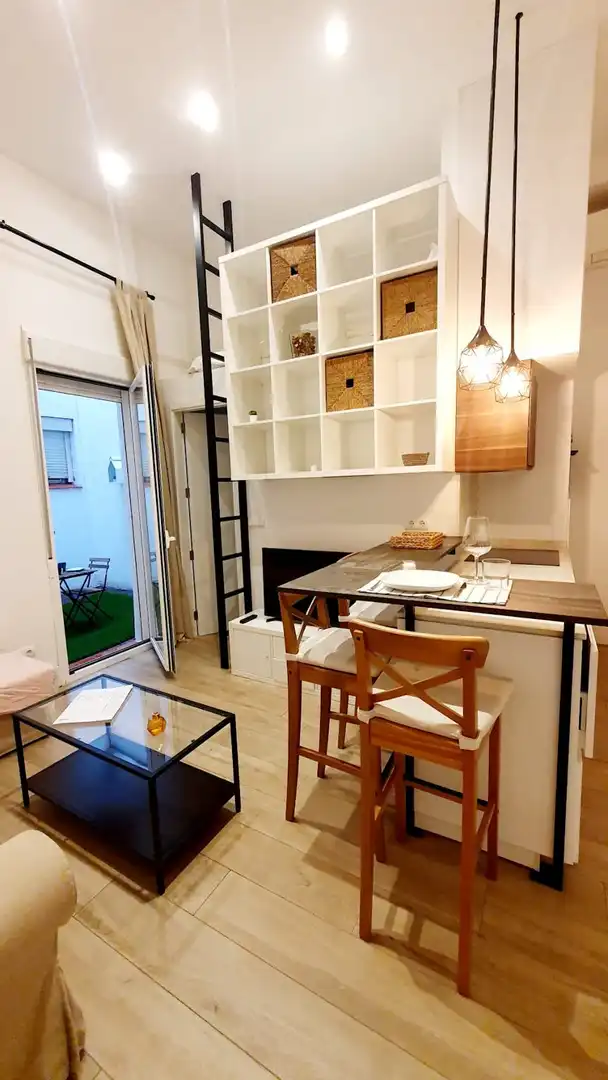 Living room of Flat for rent in Madrid  with Air Conditioner, Heating and Private garden